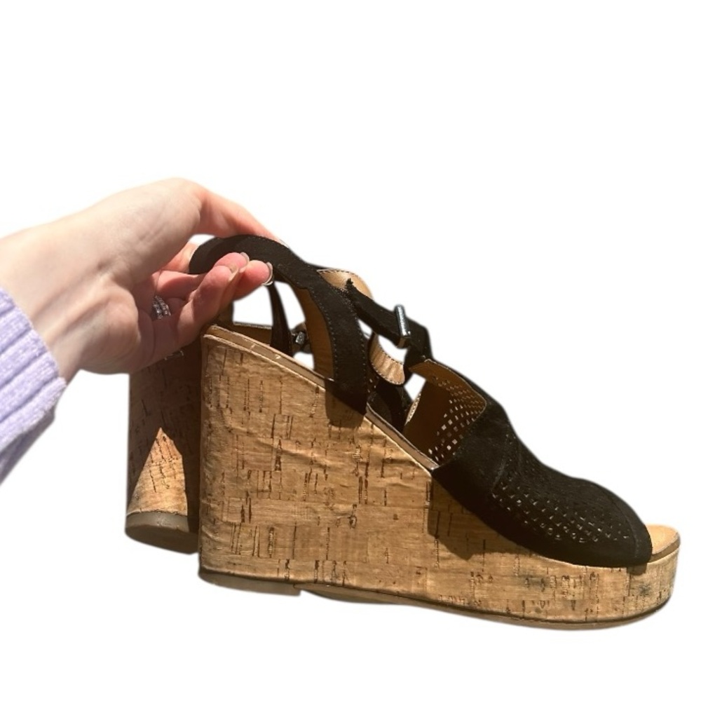 Franco Sarto Black Wedge Shoes with Ankle Straps